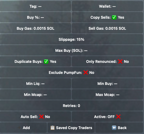 Manual Token Selection Screenshot