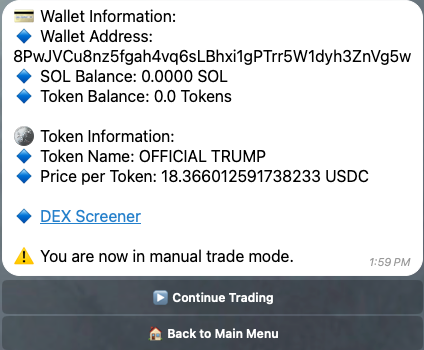 Manual Token Selection Screenshot