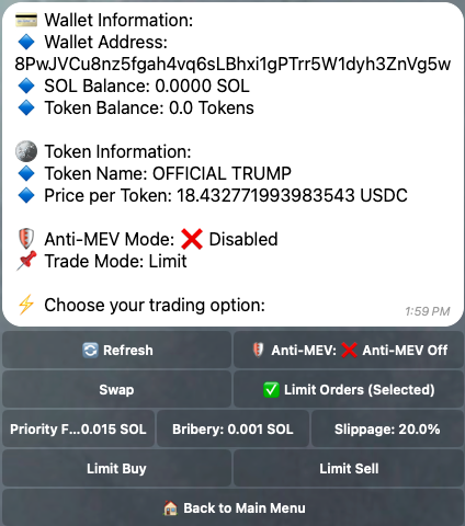 Manual Token Selection Screenshot